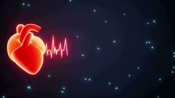 humano coração batida taxa linha e cardiograma pulso batimento cardiaco, 3d Renderização. video