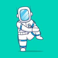 Flat cartoon vector of stretching astronaut illustration. science technology element set.