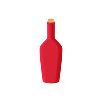 bottle with balm. Alcohol, wine, vodka in red glass bottle. Oil or virgin and medication liquid vector