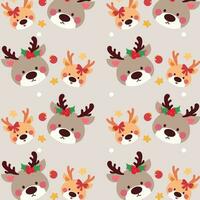 Adorable christmas pattern features reindeer, stars, and festive snowflakes on a light and airy background. vector