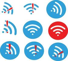 set of icon red blue Wifi with  disconnect not working Icon Vector