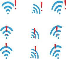 set of icon red blue Wifi with  disconnect not working Icon Vector