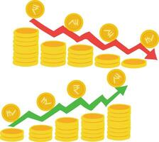 free vector yen euro rupee dollar sign yen euro rupee dollar Exchange Rate Weakening And Strengthening With Red Green Graphic Arrows