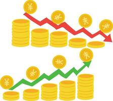 free vector yen euro rupee dollar sign yen euro rupee dollar Exchange Rate Weakening And Strengthening With Red Green Graphic Arrows