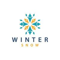 Snowflake Logo, Winter Season Design Frozen Ice Simple Model for Products and Technology vector