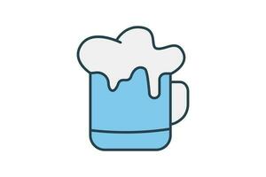 beer mug icon. icon related to party a beer or Oktoberfest-themed party. flat line icon style. simple vector design editable