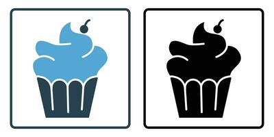 cup cake icon. icon related to party a baking or dessert-themed party. solid icon style, duo tone. simple vector design editable