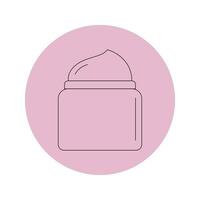 Vector cosmetic cream icon in a pink circle on a white background.