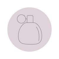 Vector perfume icon in a pink circle on a white background.