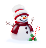 3d Renderização boneco de neve com Natal elementos png