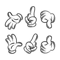 dibujos animados mano enguantado gesto vector conjunto ilustración