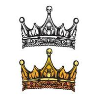 Gold crown vector set illustration. isolated on white background