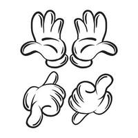 Cartoon hand gloved gesture vector set illustration