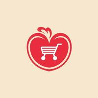 AI generated Food delivery filled colorful logo. Farm to table. Shopping cart and tomato. Design element. Created with artificial intelligence. Ai art for corporate branding, online shop, retail store vector