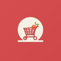 AI generated Grocery store filled colorful logo. E commerce. Meal planning. Shopping cart. Design element. Created with artificial intelligence. Ai art for corporate branding, retail shop vector