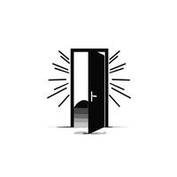 AI generated Crm management filled monochrome logo. Business intelligence. Open door. Design element. Created with artificial intelligence. Ai art for corporate branding, software company vector