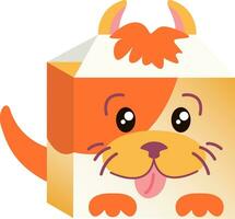 Vector illustration of cute puppy gift box for festive kid design isolated on white background