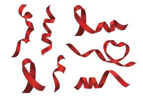 Set of twisted red ribbon designs vector