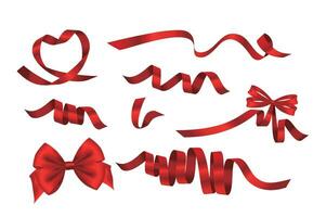 Set of twisted red ribbon designs vector