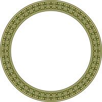 Vector round gold and green Indian national ornament. Ethnic plant circle, border. Frame, flower ring. Poppies and leaves