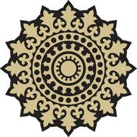 Vector gold and black round ancient Byzantine ornament. Classical circle of the Eastern Roman Empire, Greece. Pattern motifs of Constantinople