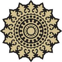 Vector gold and black round ancient Byzantine ornament. Classical circle of the Eastern Roman Empire, Greece. Pattern motifs of Constantinople