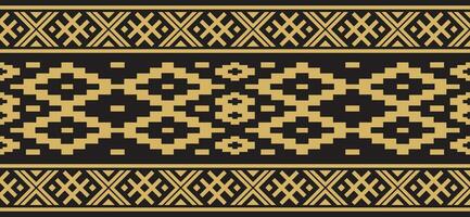 Vector golden color seamless Belarusian national ornament. Ethnic endless black border, Slavic peoples frame