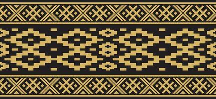 Vector golden color seamless Belarusian national ornament. Ethnic endless black border, Slavic peoples frame