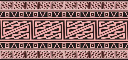 Vector seamless pink and black border ornament. Native American tribes framework.