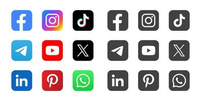 conjunto de social medios de comunicación logos vector