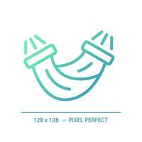 2D pixel perfect gradient hammock icon, isolated vector, green hiking gear thin line illustration. vector