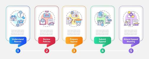 2D athletic scholarship vector infographics template with colorful icons, data visualization with 5 steps, process timeline chart.