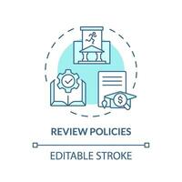 2D editable review policies blue thin line icon concept, isolated vector, illustration representing athletic scholarship. vector