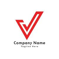 v letra cheque marca firmar forma logo diseño icono vector