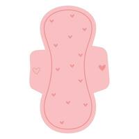 Hand drawn pad with wings and hearts for woman menstruation days. Protection for menstrual period vector