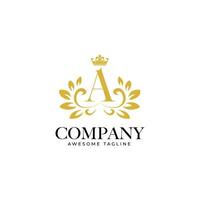 Gold Letter A with Crown Logo Template vector