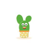 Cartoon cute cactus mascot, Potted cactus characters sett, funny cacti in flower pot with different emotions vector Illustrations on a white background