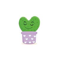 Cartoon cute cactus mascot, Potted cactus characters sett, funny cacti in flower pot with different emotions vector Illustrations on a white background