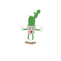 Cactus character. Vector illustration. Vector color sticker for teen with funny cartoon character. Hand drawn illustration with cool smiling cactus in comics style