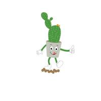 Cactus character. Vector illustration. Vector color sticker for teen with funny cartoon character. Hand drawn illustration with cool smiling cactus in comics style