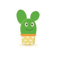 Cartoon cute cactus mascot, Potted cactus characters sett, funny cacti in flower pot with different emotions vector Illustrations on a white background