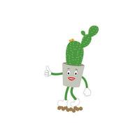 Cactus character. Vector illustration. Vector color sticker for teen with funny cartoon character. Hand drawn illustration with cool smiling cactus in comics style