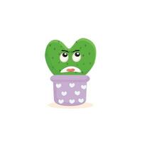 Cartoon cute cactus mascot, Potted cactus characters sett, funny cacti in flower pot with different emotions vector Illustrations on a white background