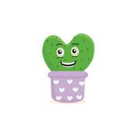 Cartoon cute cactus mascot, Potted cactus characters sett, funny cacti in flower pot with different emotions vector Illustrations on a white background