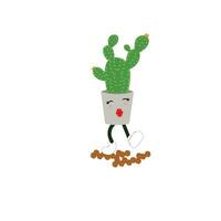 Cactus character. Vector illustration. Vector color sticker for teen with funny cartoon character. Hand drawn illustration with cool smiling cactus in comics style