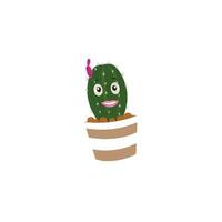 Cartoon cactus plant in a pot character mascot in black sunglasse, cartoon characters stickers. Spiky plant in different poses, actions and with face expressions vector