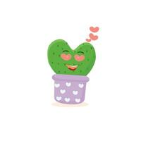 Cartoon cute cactus mascot, Potted cactus characters sett, funny cacti in flower pot with different emotions vector Illustrations on a white background