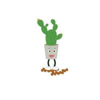 Cactus character. Vector illustration. Vector color sticker for teen with funny cartoon character. Hand drawn illustration with cool smiling cactus in comics style