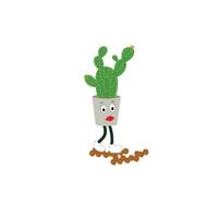 Cactus character. Vector illustration. Vector color sticker for teen with funny cartoon character. Hand drawn illustration with cool smiling cactus in comics style