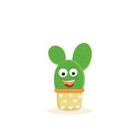 Cartoon cute cactus mascot, Potted cactus characters sett, funny cacti in flower pot with different emotions vector Illustrations on a white background